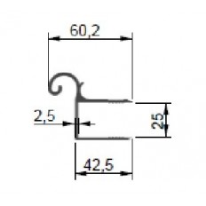 Profil zawiasowy kontenera 25 mm, L-6600 mm, anoda