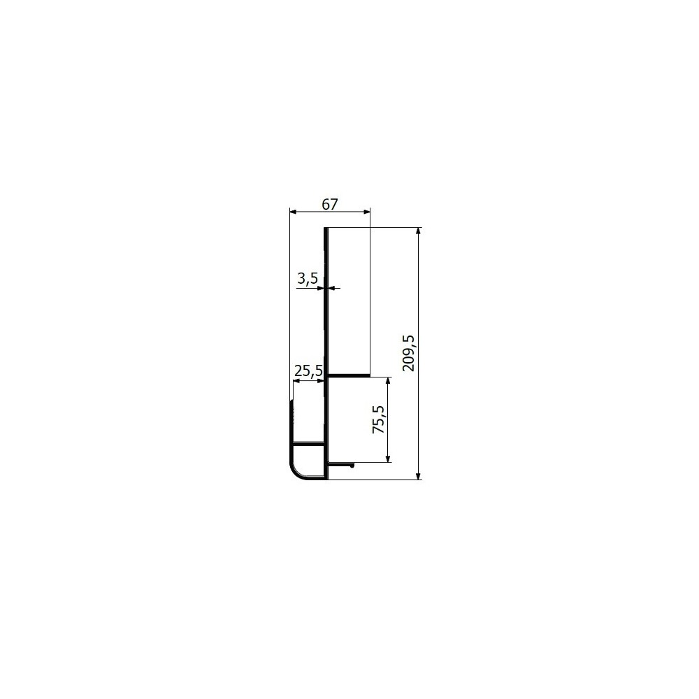 Profil obwodowy kontenera 25 mm 209,5 mm, L-6800 mm, anoda