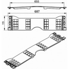 Przegub dachu Slimliner 692 mm wsuwany