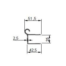 Profil zawiasowy kontenera 25 mm, L-6600 mm, anoda