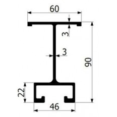 Profil poprzeczny ramy 90 mm, alu L-6800 mm