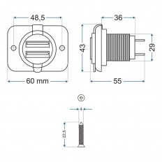 PODWÓJNE  GNIAZDO 2 x USB DO ZABUDOWY 3100mA 12V/24V