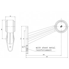 LAMPA OBRYSOWA LED 12-30V , PROSTA/KRÓTKA Z PRZEWODEM O DŁ.0,44M