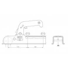 Zaczep kulowy Winterhoff WW 150-VF 1500 kg kwadrat 60