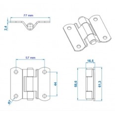 Zawias boczny 60x59mm ZN