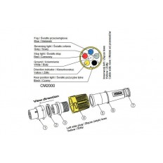 WTYCZKA BAJONET 6-PIN ŻÓŁTA LEWA Z PRZEWODEM 1m 6x0,75mm2
