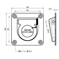 Uchwyt mocowania ładunku ze sprężyną (kwadratowy) 1000 kg 105x105X2 ZN
