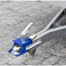 ZABEZPIECZENIE ZACZEPU PRZYCZEPY UNIWERSALNE NIEBIESKIE+KŁÓDKA MOSIĘŻNA