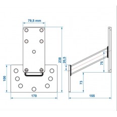 UCHWYT NA KOŁO ZAPASOWE Z PŁYTĄ MONTAŻOWĄ