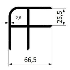 PROFIL ZEWNĘTRZNY KONTENERA 25,5 x 66,5 MM ANODA L-2300mm