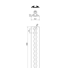 LISTWA MOCOWANIA ŁADUNKU PÓŁOKRĄGŁA AIRLINE 3000 x 50 mm