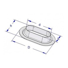 Oczko plandekowe owalne 42x22mm inox nierdzewne