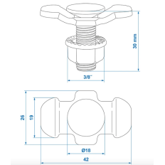 Uchwyt listwy AIRLINE, śruba zamkowa, gwint 3/8"