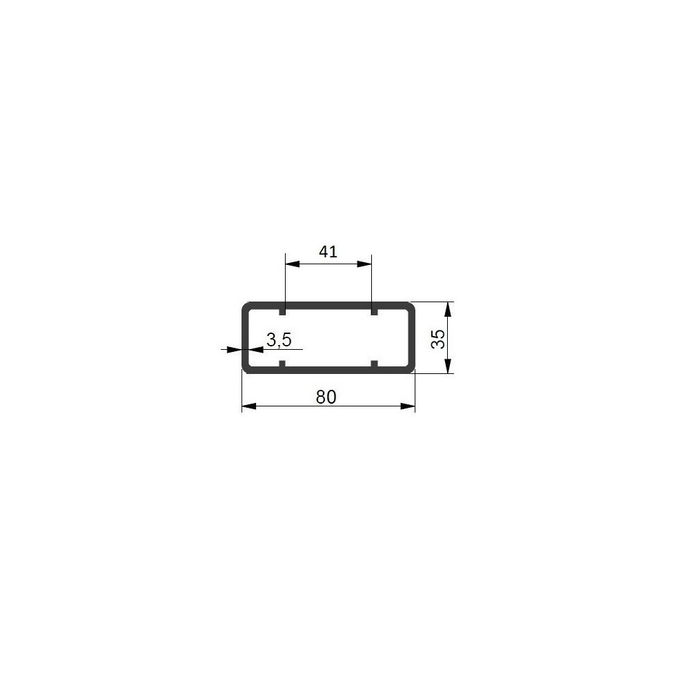 PROFIL SŁUPA 80x35 ALU ANODA L-2550mm