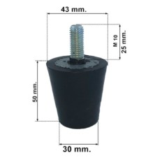 Odbojnik gumowy stożkowy FI 43x30x50 M10x25