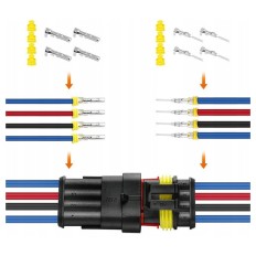 Zestaw złącz AMP SUPER SEAL / 8 Kompletów 1-4 Pin wtyk+gniazdo