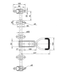 ZAMKNIĘCIE RYGLOWE KASETOWE NIERDZEWNE DRZWI TYLNYCH INOX  FI 22