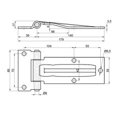 Zawias L 140 mm nierdzewny polerowany