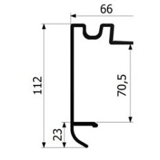 PROFIL OBWODOWY 70 mm POD UCHWYT Z LEMEM ALU ANODA L-2500