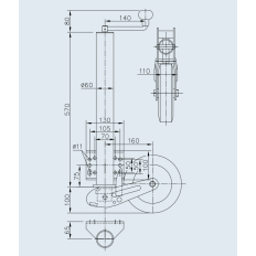 KOŁO PODPOROWE SKŁADANE RURA FI60x4mm L-570mm OBCIĄŻENIE 500kg