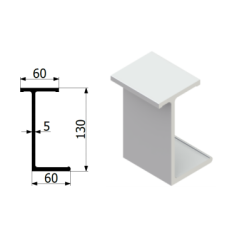 Profil pomocniczy ramy T130mm L-3700mm ALU