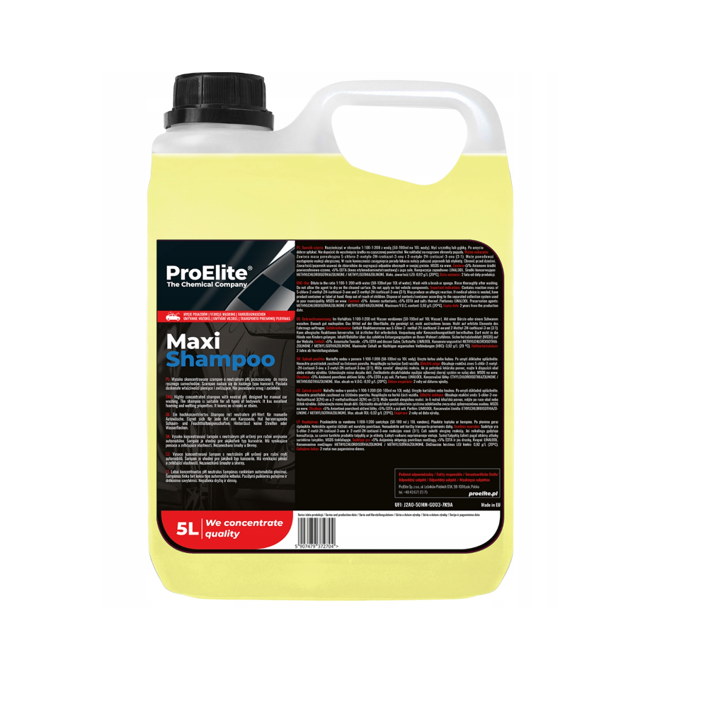 ProElite MAXI SHAMPOO 5L Uniwersalny Szampon Ręczny do Mycia Pojazdów