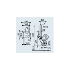 Koło podporowe składane rura FI60x4mm L-420mm nośność 500kg