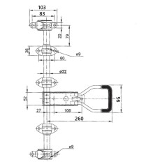 Zamknięcie ryglowe / kasetowe drzwi tylnych - nierdzewne fi22 kpl. [v2]