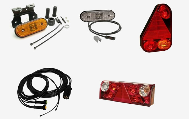 OŚWIETLENIE POJAZDÓW:  LAMPY,  PRZEWODY, GNIAZDA, WTYKI