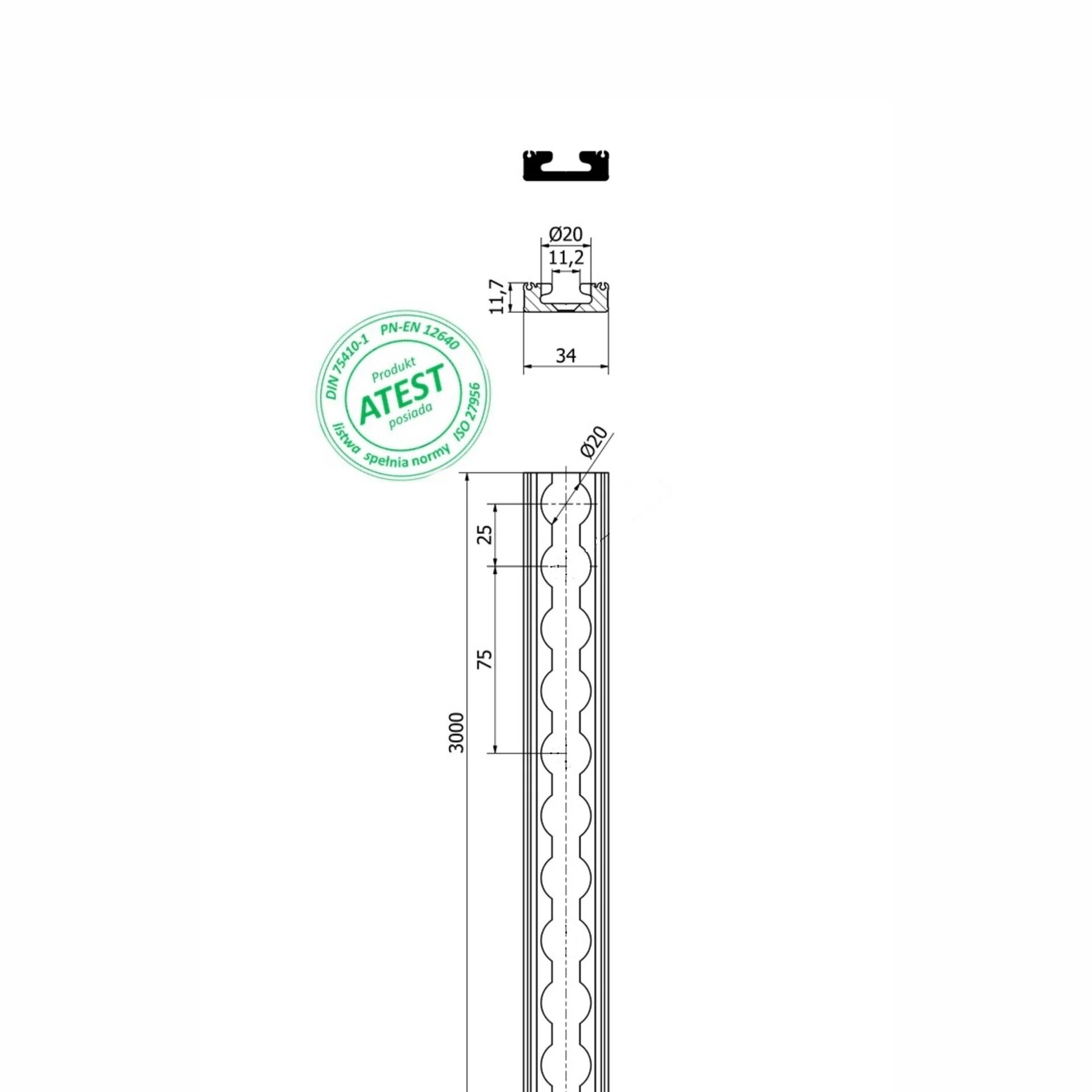 AIRLINE 3000 x 34 mm ANODA LOAD MOUNTING LAYER