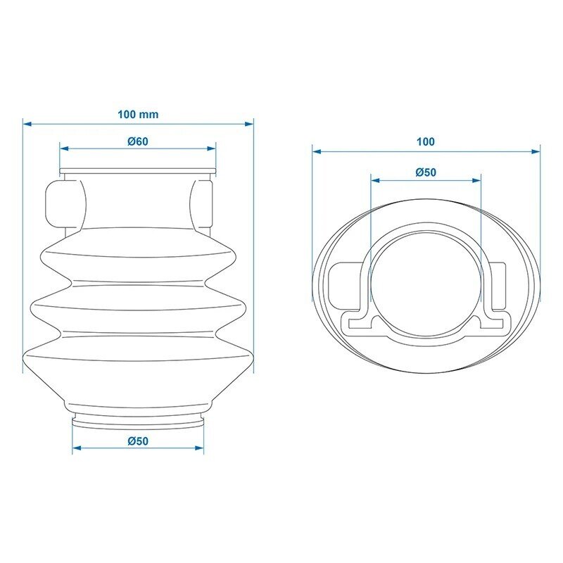 Rubber hitch bellows cover for AL-KO 161/251S 900-2700 kg Fi 50/60 L-125 mm