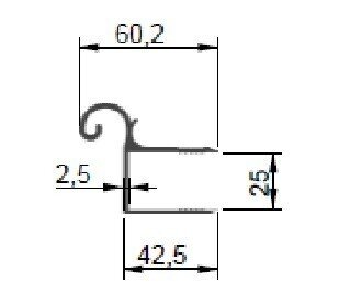 Container hinge profile 25 mm anodized L-2330mm