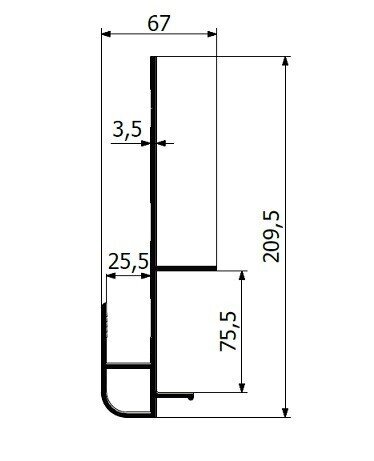 CONTAINER CIRCULATION PROFILE 25 mm ANODA L 2330 mm