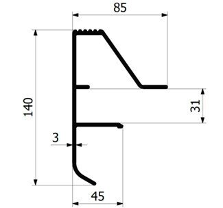 Peripheral profile of the lavaret edge MEDIUM L-5200mm