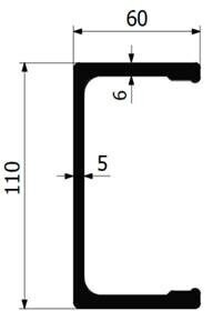 Frame auxiliary profile C110 mm L 5200 mm ALU
