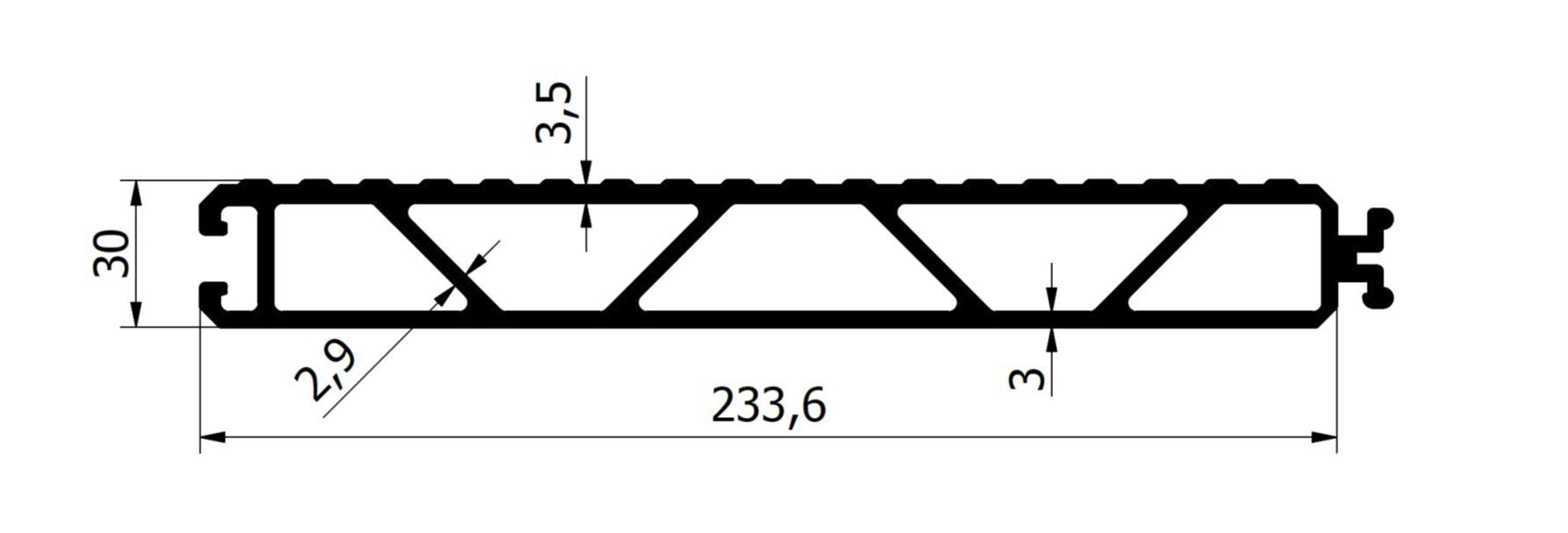 Najazd aluminiowy L2100 W350 H30 STRONG 3 – 3,5 TON