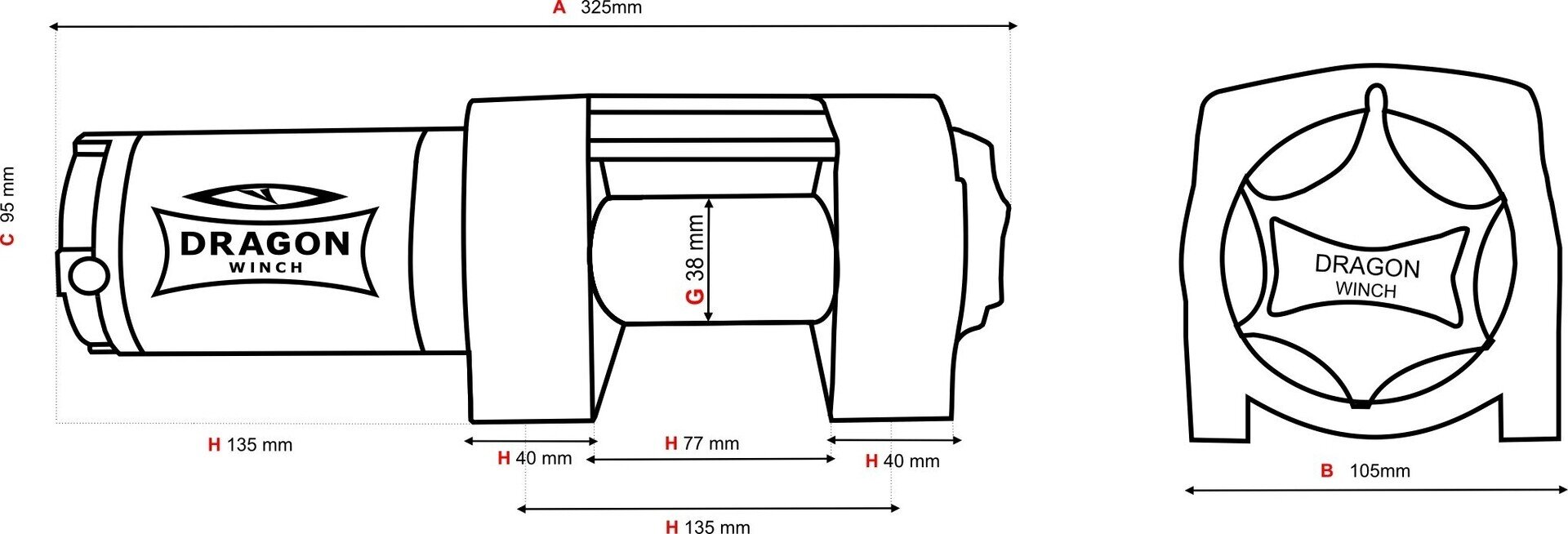 WINCH DRAGON WINCH DWM 3500 ST 12 V 1588 KG STEEL ROPE