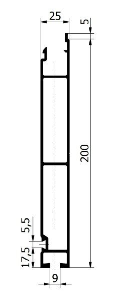 Bottom side profile 200mm ANODA PPS L-2600mm under gasket