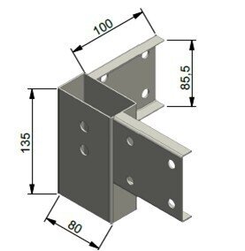 PP/TL corner 80×40 70 mm with central holes