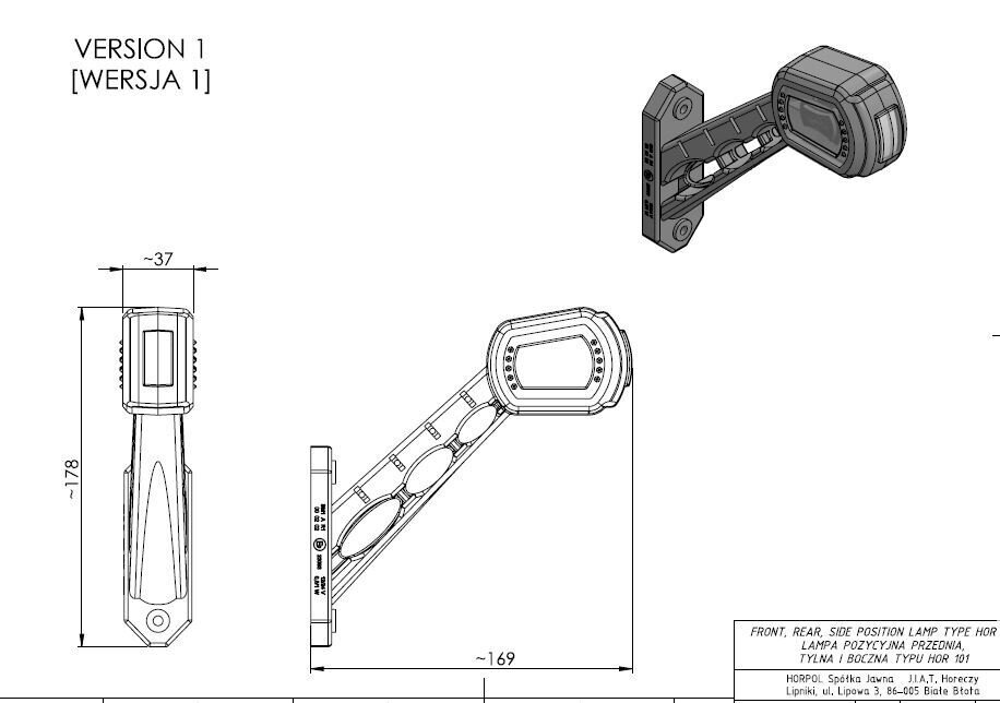 LED MARKER LAMP 3 FUNCTION RIGHT ON LONG ARM