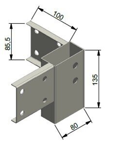 Corner PL/TP 80×40 70 mm standard