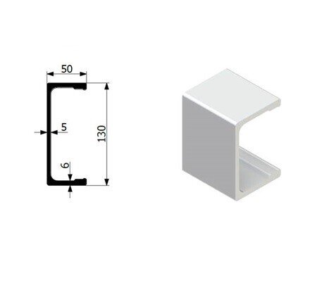 Frame auxiliary profile C130 mm L-5200 mm ALU