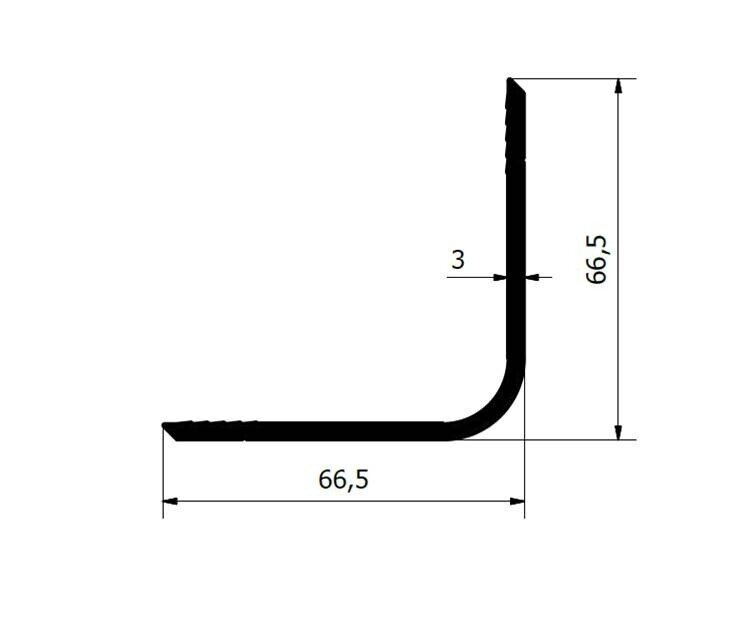 PROFIL ZEWNĘTRZNY KONTENERA 66,5×66,5 MM ANODA L-2330mm