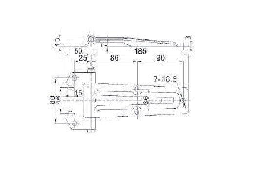 SIDE DOOR HINGE 176X13X80 STAINLESS STEEL