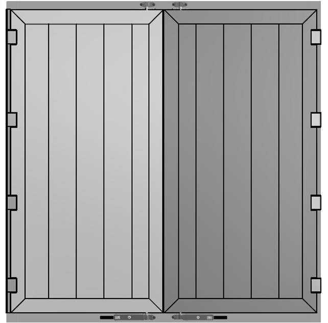 REAR DOOR SET 2-LEAF ALUMINUM ANODIZED L 2400 – 2600 X W 2400 MM SCREW-ON HINGES – WITHOUT BOLTS