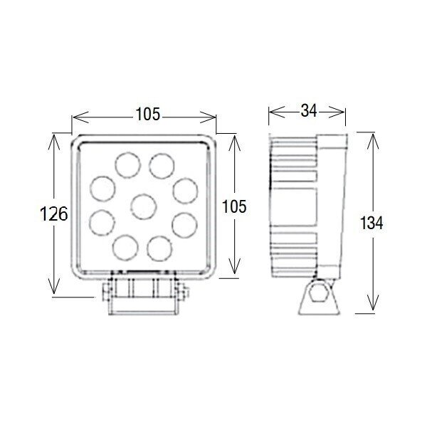 WORKING LAMP 9x LED QUADRATRATE