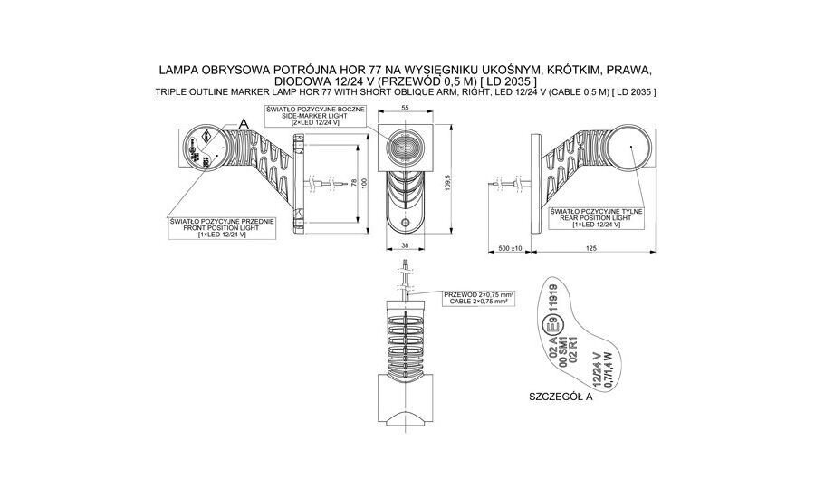 LED marker lamp 3 function RIGHT