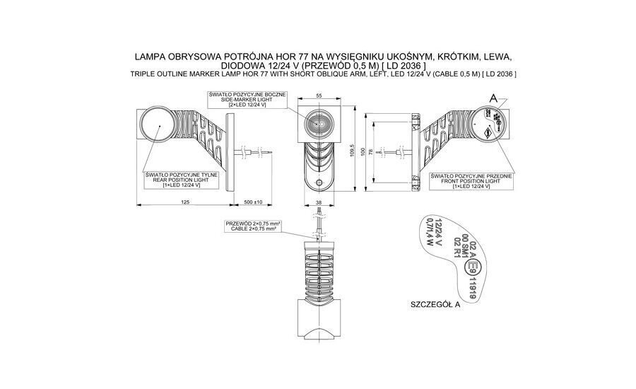 LED marker lamp 3 function LEFT