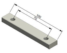 Threaded steel plate 70/100 M8 for hinge “BM 90”