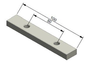 Threaded aluminum plate 50/100 M8 for hinge “BM 90”